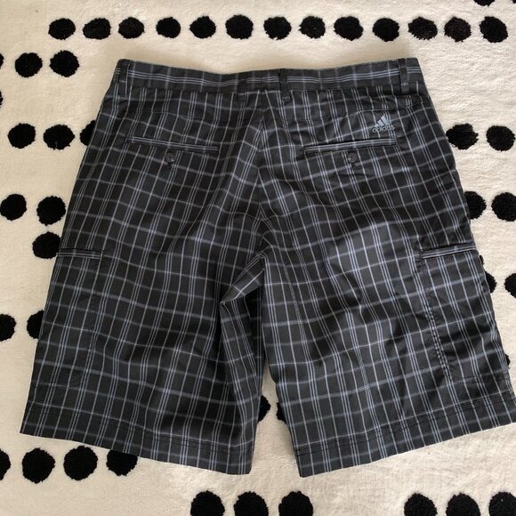 Adidas Plaid Striped Flat Front Cargo Casual Shorts - Picture 4 of 10